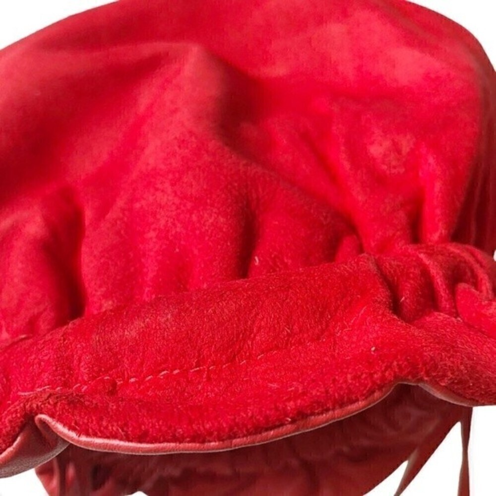 Vtg Gail Marcus NY Slouchy Bag Purse Red Suede Pouch Bag Clutch Crossbody - Picture 13 of 15